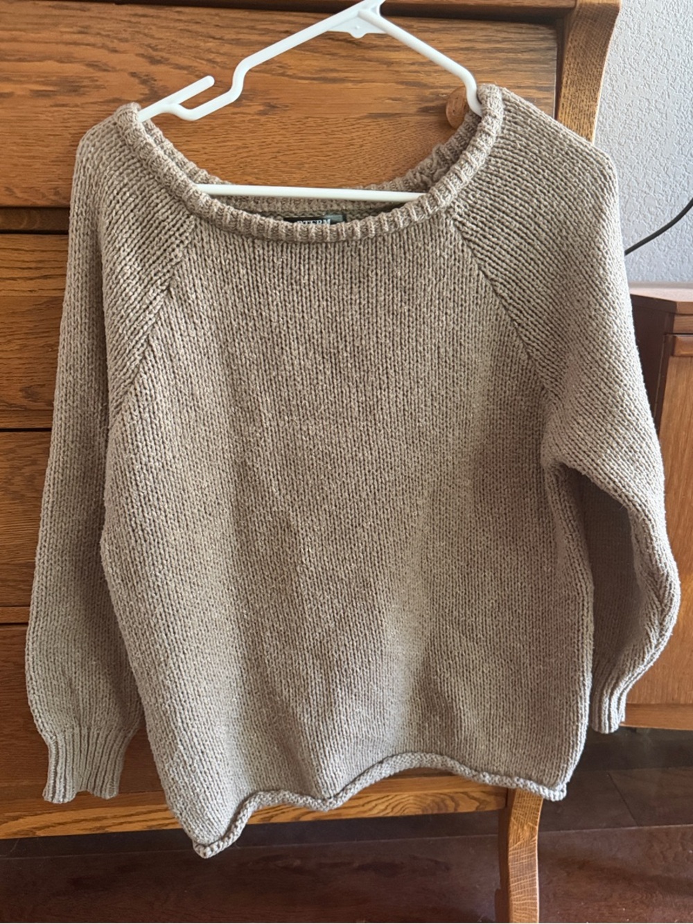 Slouchy Crewneck Women's Sweater in Medium Oatmeal